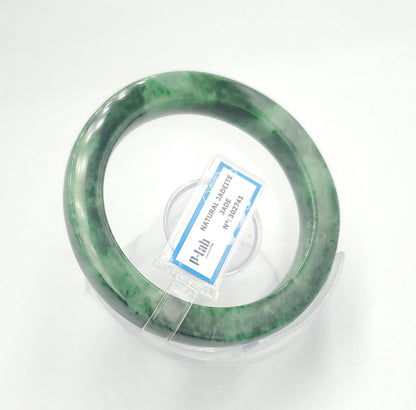 Yingmart  60mm PNJ302741 Certified Natural Color Dark Green Black Natural Jadeite Jade Bangle Bracelet, Real Gemstone, Gift for Her Mom