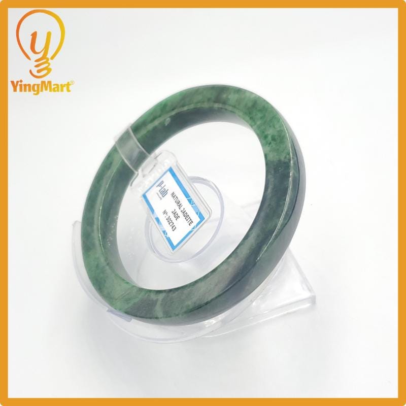 Yingmart  60mm PNJ302743 Certified Natural Color Dark Green Black Natural Jadeite Jade Bangle Bracelet, Real Gemstone, Gift for Her Mom
