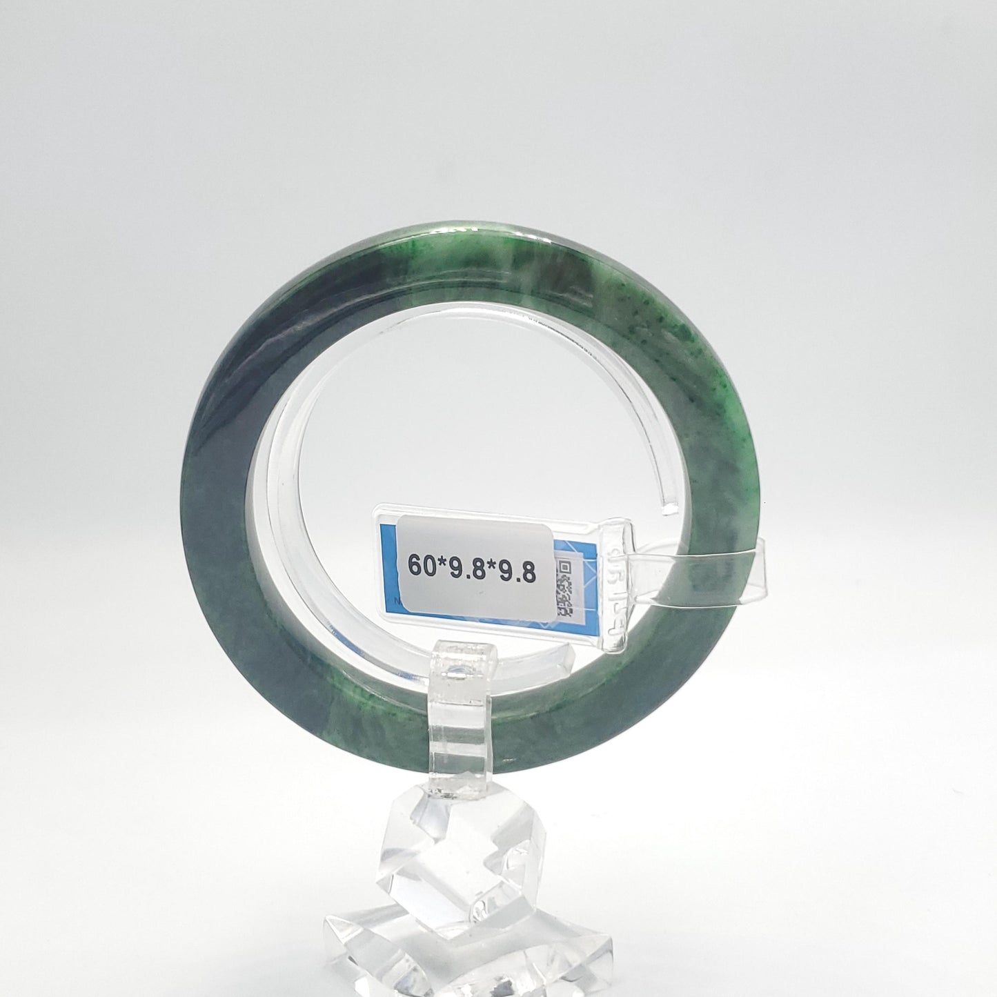 Yingmart  60mm PNJ302743 Certified Natural Color Dark Green Black Natural Jadeite Jade Bangle Bracelet, Real Gemstone, Gift for Her Mom