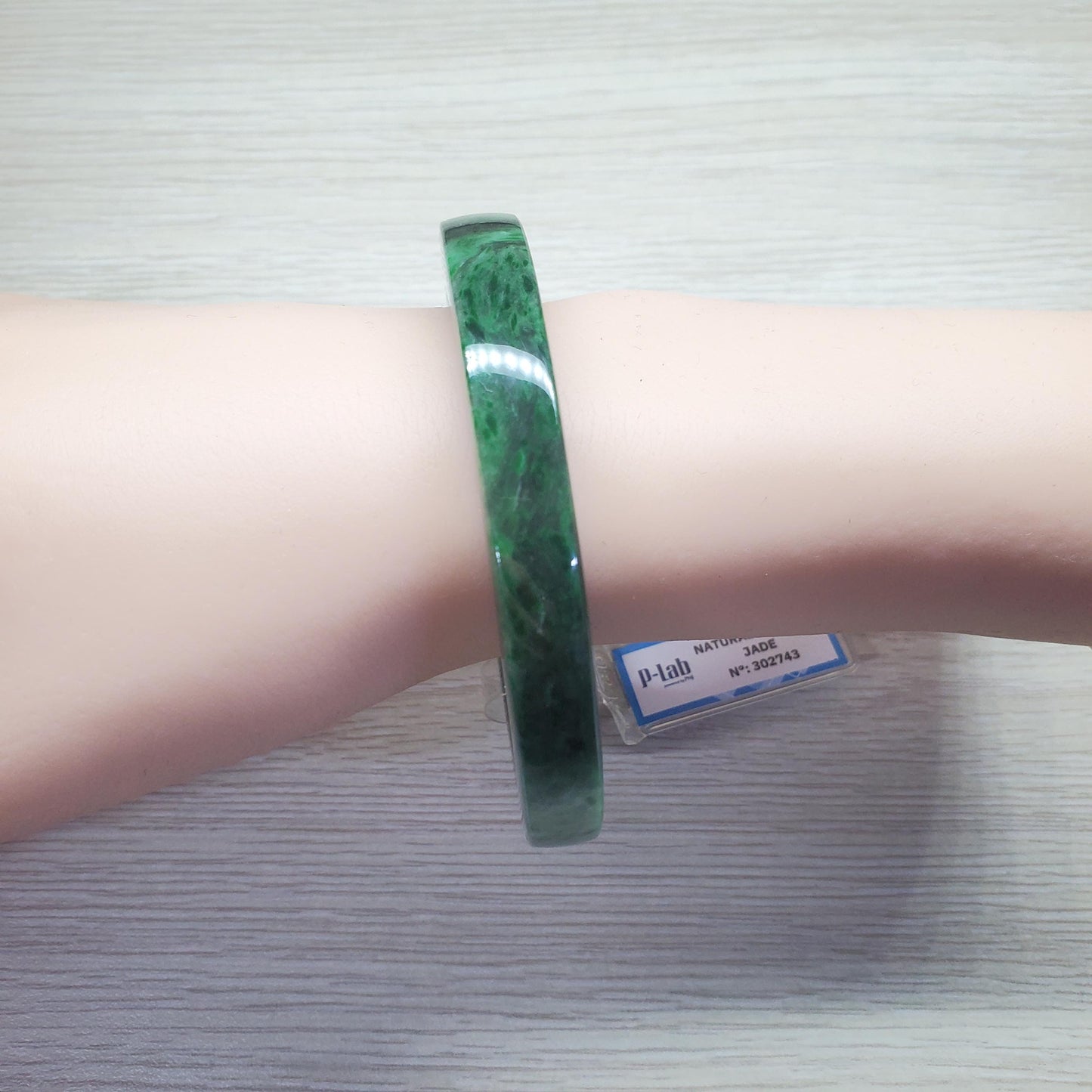 Yingmart  60mm PNJ302743 Certified Natural Color Dark Green Black Natural Jadeite Jade Bangle Bracelet, Real Gemstone, Gift for Her Mom