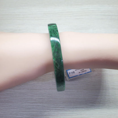 Yingmart  60mm PNJ302743 Certified Natural Color Dark Green Black Natural Jadeite Jade Bangle Bracelet, Real Gemstone, Gift for Her Mom