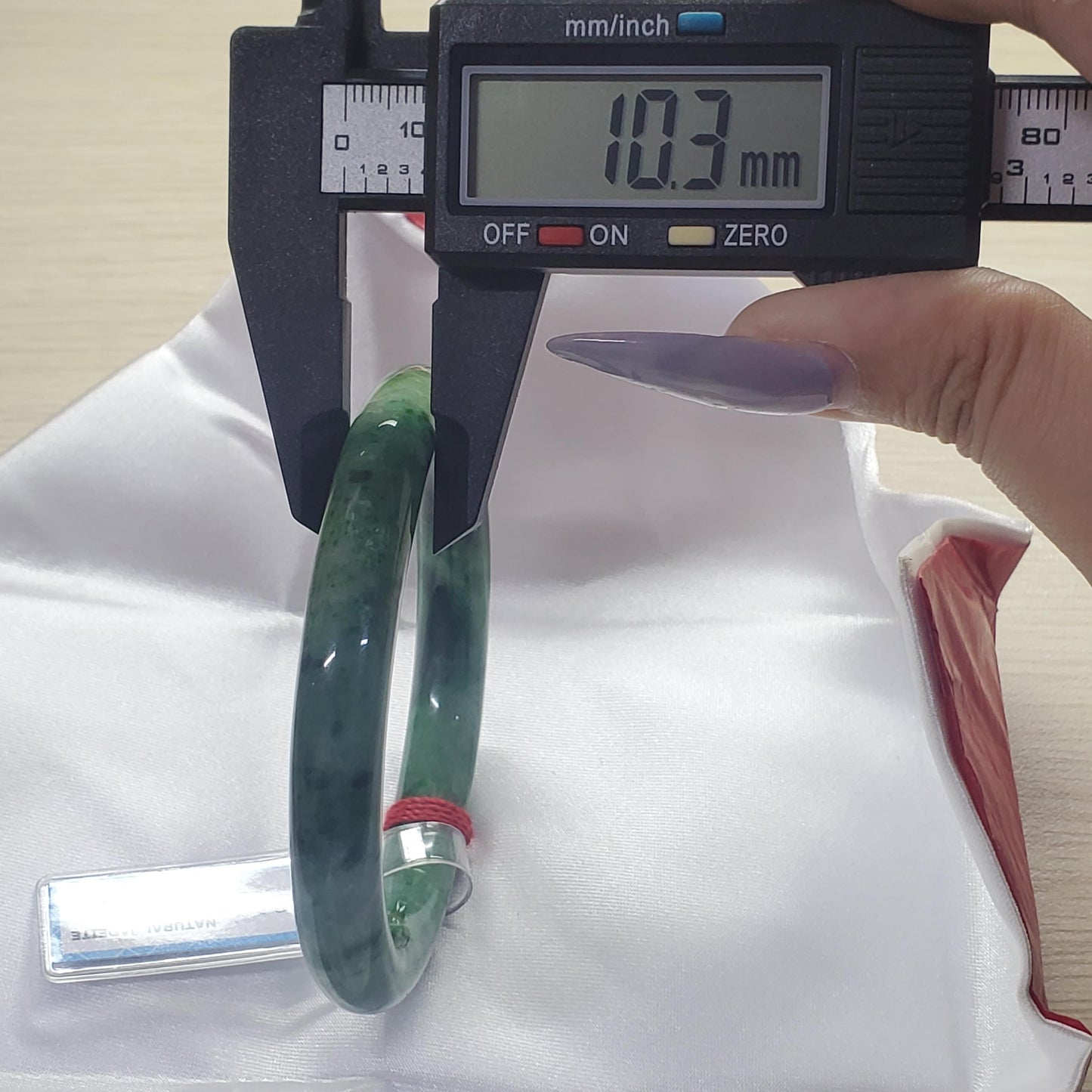 Yingmart  61mm PNJ302754 Certified Natural Color Dark Green Black Natural Jadeite Jade Bangle Bracelet, Real Gemstone, Gift for Her Mom