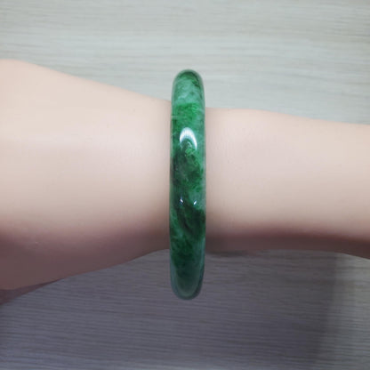 Yingmart  61mm PNJ302754 Certified Natural Color Dark Green Black Natural Jadeite Jade Bangle Bracelet, Real Gemstone, Gift for Her Mom