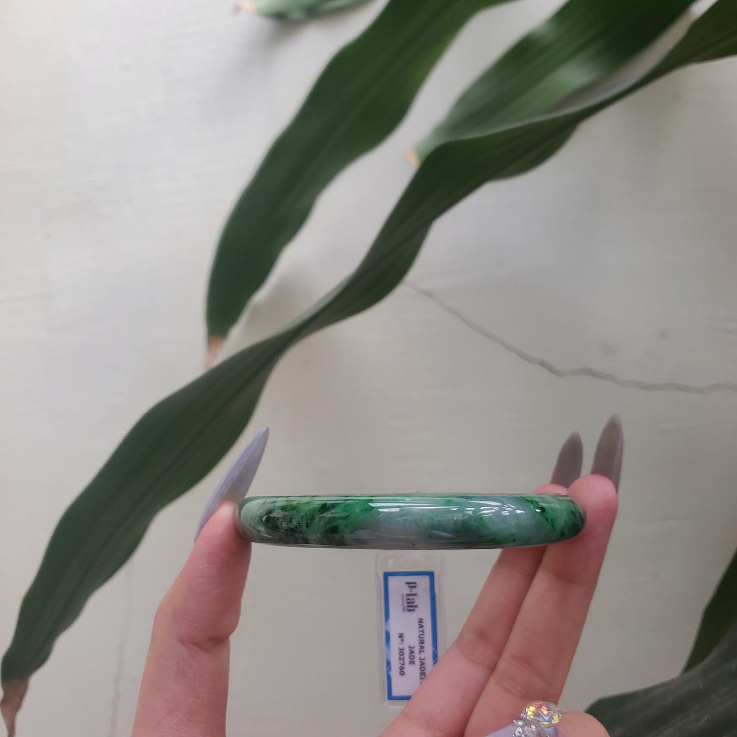 Yingmart  60mm PNJ302760 Certified Natural Color Dark Green Black Natural Jadeite Jade Bangle Bracelet, Real Gemstone, Gift for Her Mom