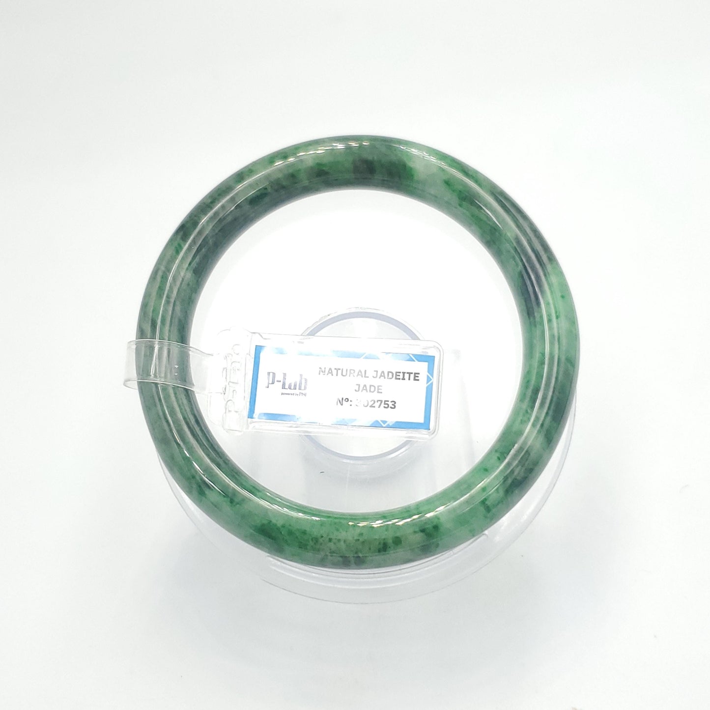 Yingmart  61mm PNJ302753 Certified Natural Color Dark Green Black Natural Jadeite Jade Bangle Bracelet, Real Gemstone, Gift for Her Mom