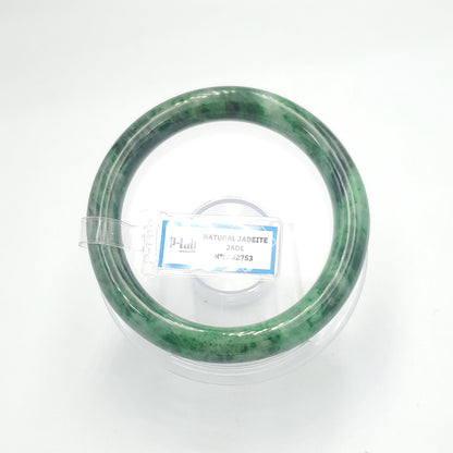 Yingmart  61mm PNJ302753 Certified Natural Color Dark Green Black Natural Jadeite Jade Bangle Bracelet, Real Gemstone, Gift for Her Mom
