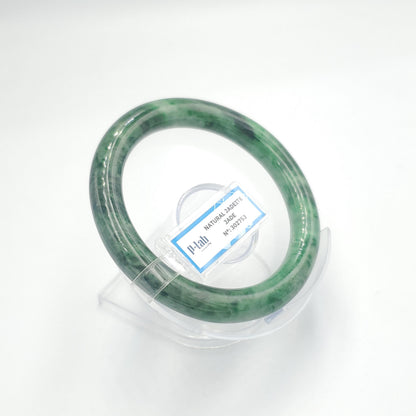 Yingmart  61mm PNJ302753 Certified Natural Color Dark Green Black Natural Jadeite Jade Bangle Bracelet, Real Gemstone, Gift for Her Mom