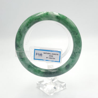 Yingmart  61mm PNJ302754 Certified Natural Color Dark Green Black Natural Jadeite Jade Bangle Bracelet, Real Gemstone, Gift for Her Mom