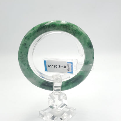 Yingmart  61mm PNJ302754 Certified Natural Color Dark Green Black Natural Jadeite Jade Bangle Bracelet, Real Gemstone, Gift for Her Mom