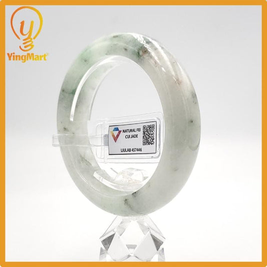 Yingmart 54mm Certified Genuine Type A Green White Jadeite Jade Bracelet, Gift for Her, Bangle For Grandma, Bracelet for Sister, Mom Jewelry