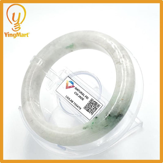 Yingmart 54mm Certified Genuine Type A Green White Jadeite Jade Bracelet, Gift for Her, Bangle For Grandma, Bracelet for Sister, Mom Jewelry