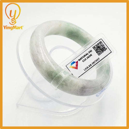 Yingmart 52mm Certified Genuine Type A Green White Jadeite Jade Bracelet, Gift for Her, Bangle For Grandma, Bracelet for Siste, Mom Jewelry