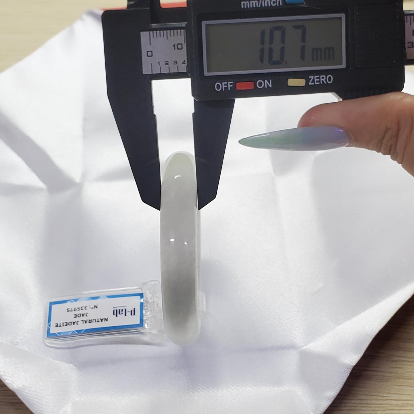 Yingmart 50mm PNJ Certified Natural Color Light Green Grey White Natural Jadeite Jade Bangle Bracelet, Real Gemstone, Gift for Her, Mom