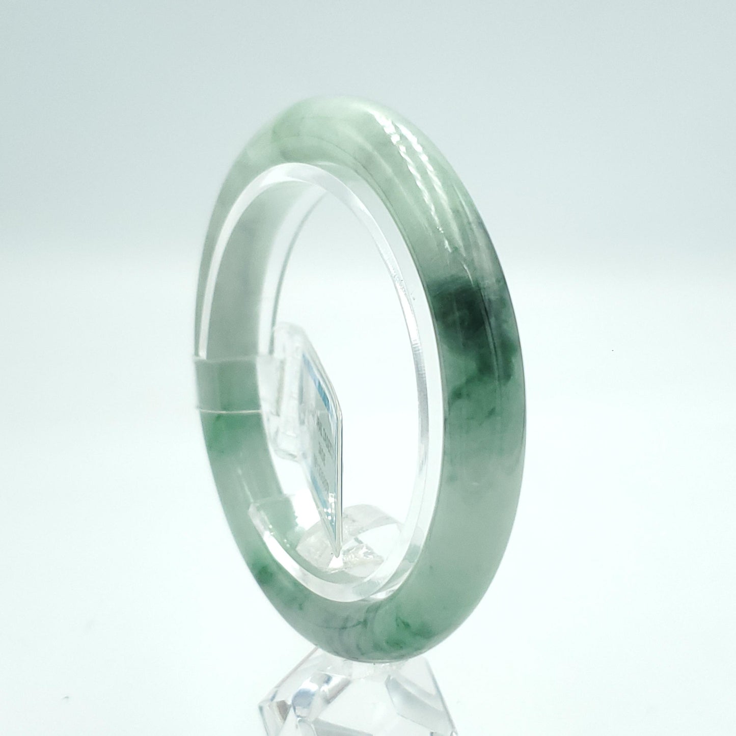 Yingmart 53mm PNJ Certified Natural Color Green Light Green Natural Jadeite Jade Bangle Bracelet, Real Gemstone, Gift for Her Sister Mom