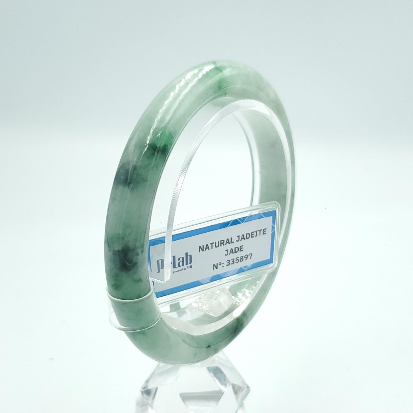 Yingmart 53mm PNJ Certified Natural Color Green Light Green Natural Jadeite Jade Bangle Bracelet, Real Gemstone, Gift for Her Sister Mom