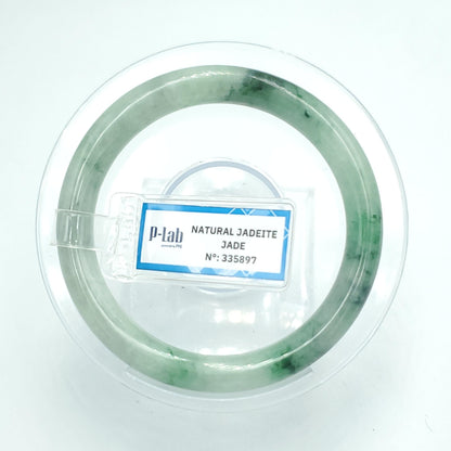 Yingmart 53mm PNJ Certified Natural Color Green Light Green Natural Jadeite Jade Bangle Bracelet, Real Gemstone, Gift for Her Sister Mom