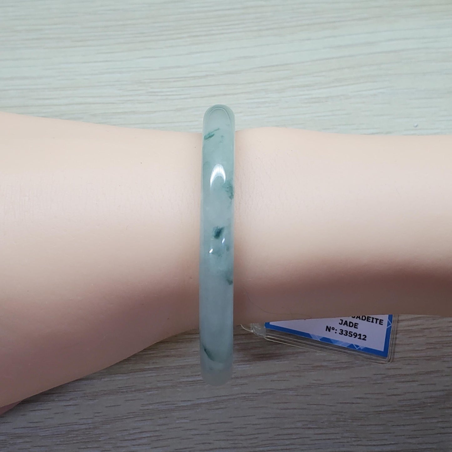 Yingmart 54mm PNJ Certified Natural Color Green Light Green Natural Jadeite Jade Bangle Bracelet, Real Gemstone, Gift for Her Sister Mom