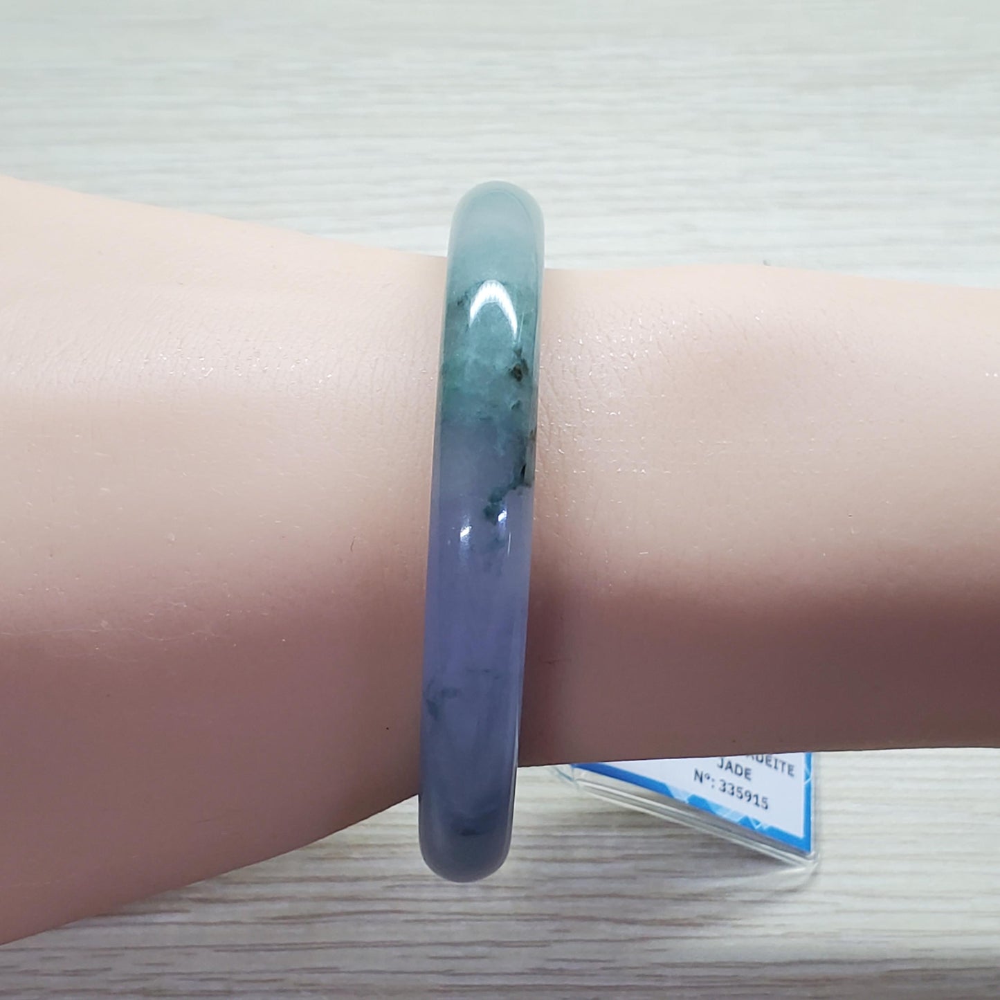 Yingmart 52mm PNJ Certified Natural Color Green Light Purple Natural Jadeite Jade Bangle Bracelet, Real Gemstone, Gift for Her, Mom Sister