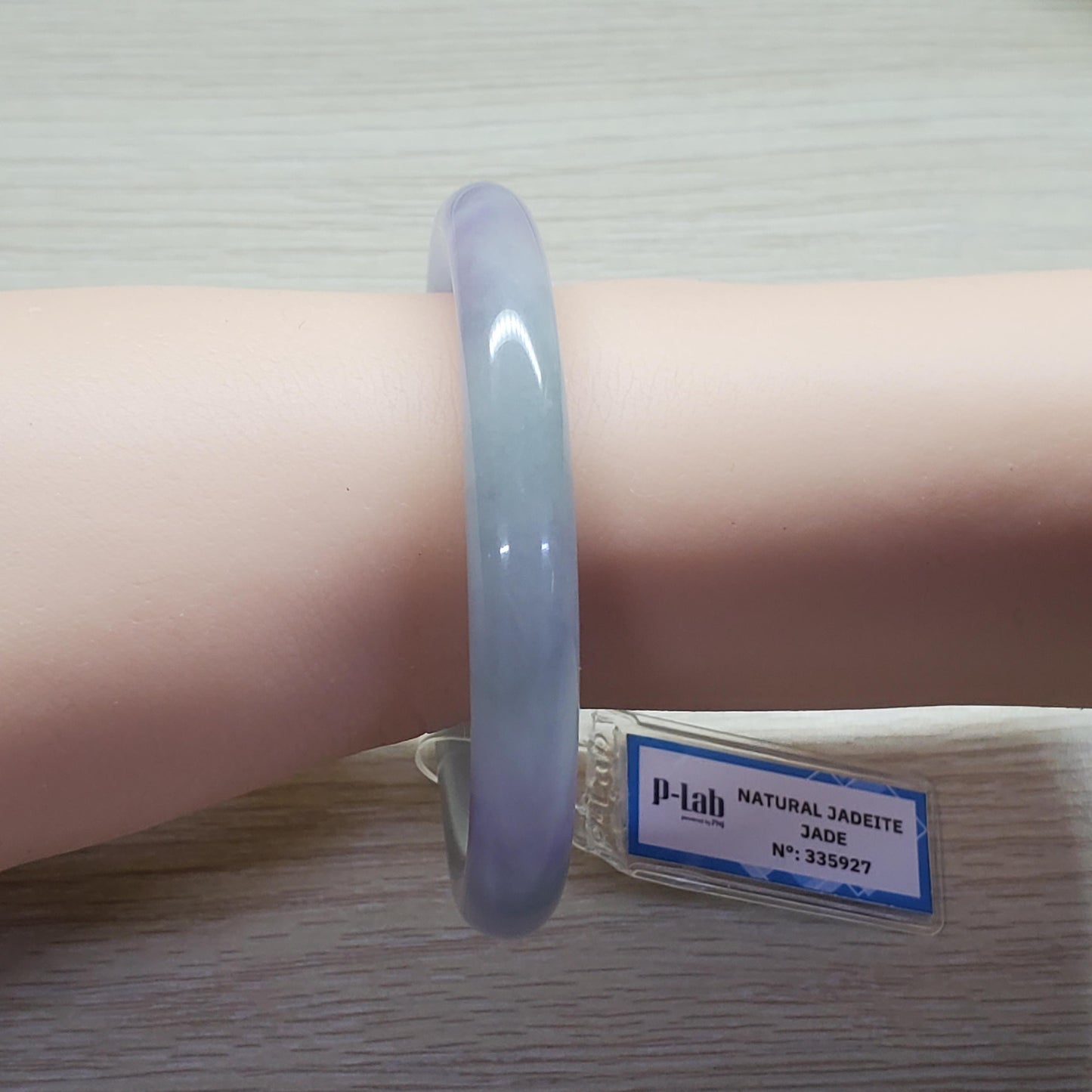 Yingmart 52mm PNJ Certified Natural Color Light Green Light Purple Natural Jadeite Jade Bangle Bracelet, Real Gemstone, Gift for Her Sister