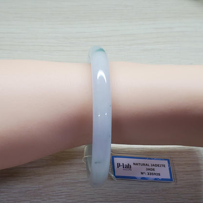 Yingmart 54mm PNJ Certified Natural Color Green White Natural Jadeite Jade Bangle Bracelet, Real Gemstone, Gift for Her Sister, Mom Jewelry
