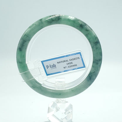 Yingmart 53mm PNJ Certified Natural Color Green White Natural Jadeite Jade Bangle, Real Gemstone, Gift for Her, Bracelet for Sister, Mom