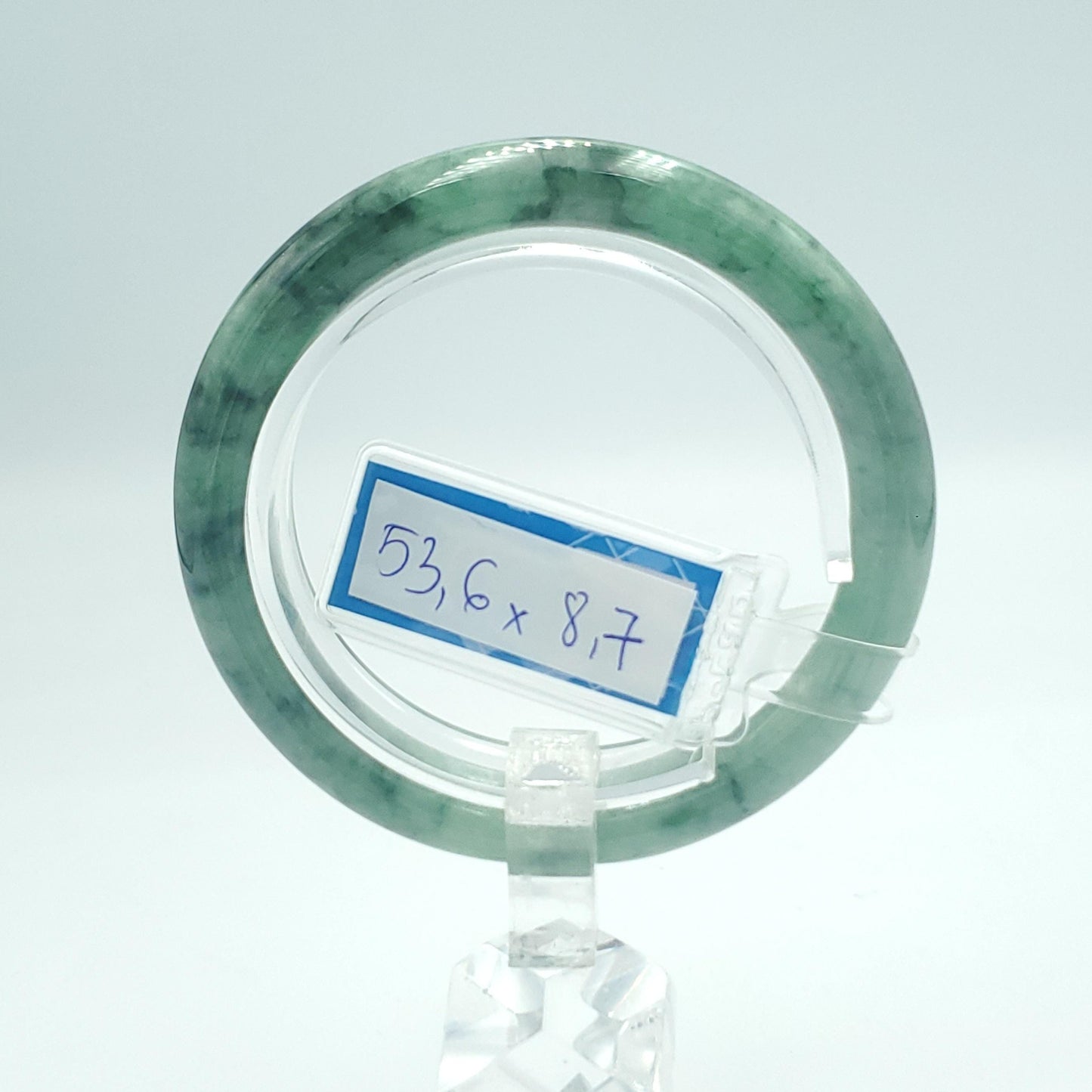 Yingmart 53mm PNJ Certified Natural Color Green White Natural Jadeite Jade Bangle, Real Gemstone, Gift for Her, Bracelet for Sister, Mom