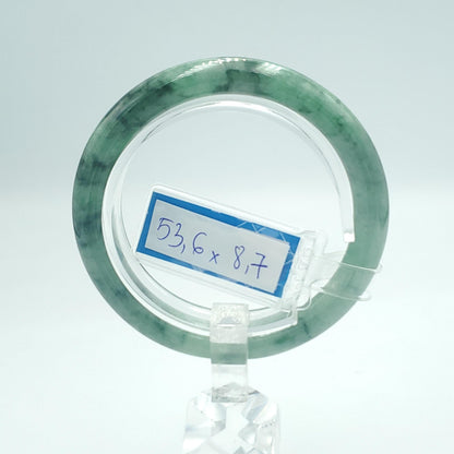 Yingmart 53mm PNJ Certified Natural Color Green White Natural Jadeite Jade Bangle, Real Gemstone, Gift for Her, Bracelet for Sister, Mom