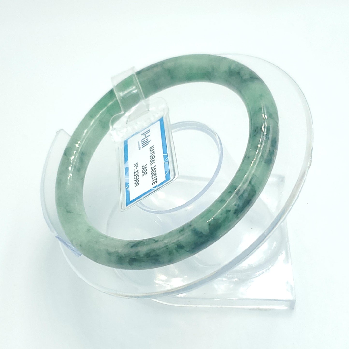 Yingmart 53mm PNJ Certified Natural Color Green White Natural Jadeite Jade Bangle, Real Gemstone, Gift for Her, Bracelet for Sister, Mom