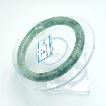 Yingmart 53mm PNJ Certified Natural Color Green White Natural Jadeite Jade Bangle, Real Gemstone, Gift for Her, Bracelet for Sister, Mom