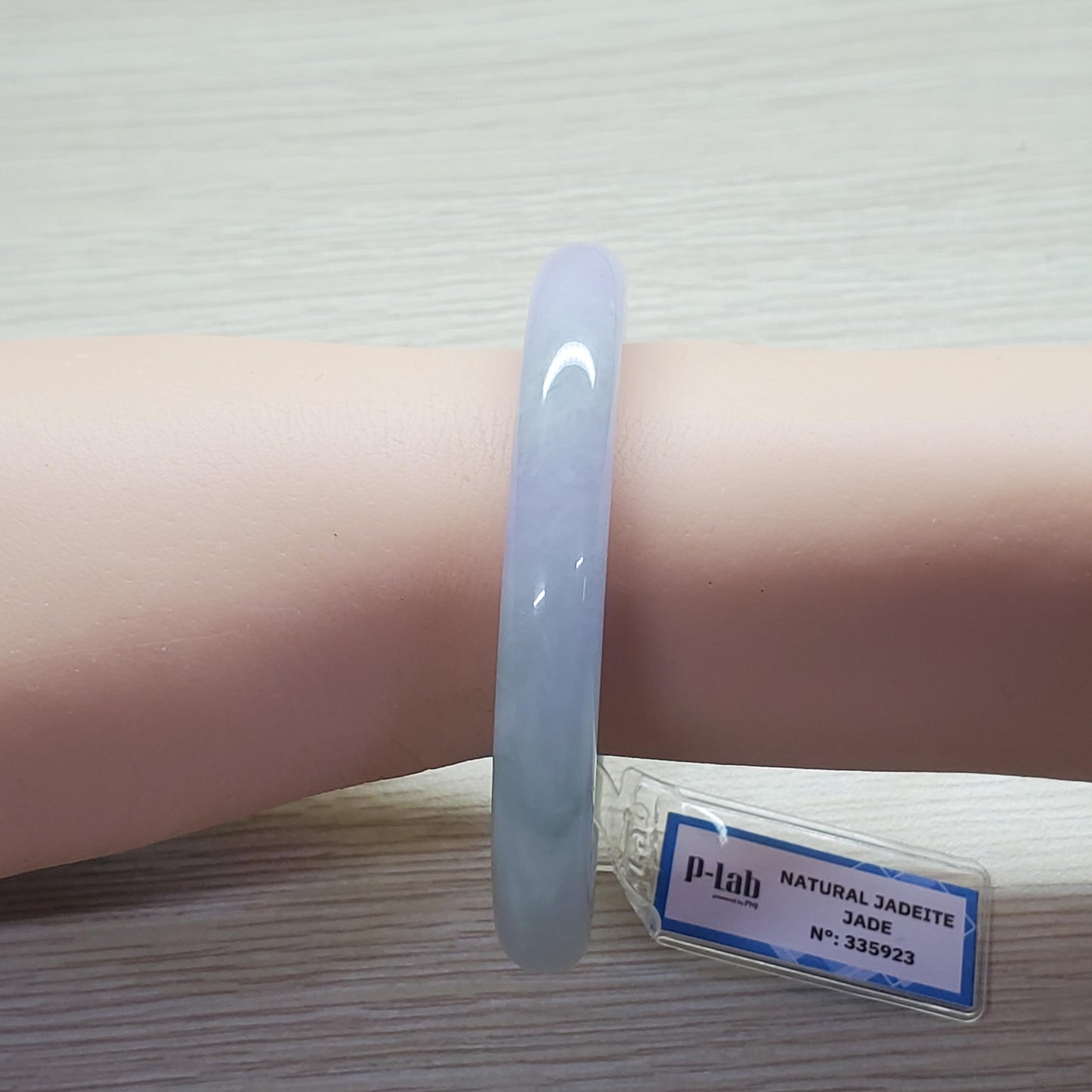 Yingmart 52mm PNJ Certified Natural Color Light Green Light Purple Natural Jadeite Jade Bangle Bracelet, Real Gemstone, Gift for Her Mom