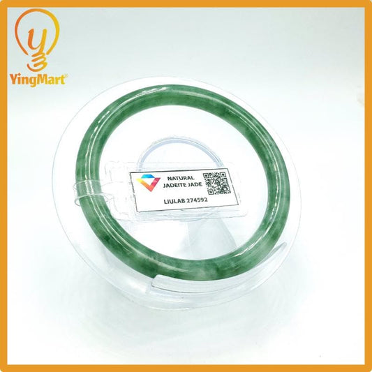 Yingmart 53mm Certified Genuine Type A Olive Jadeite Jade Bracelet, Gift for her, Bangle For Mom, Bracelet for Grandma Sister, Natural Jade