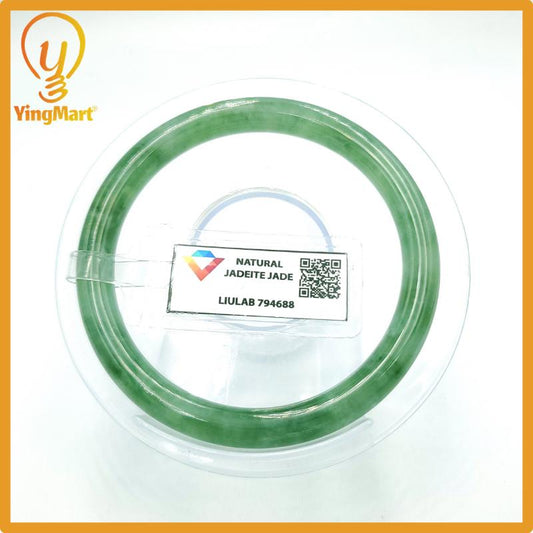 Yingmart 53mm Certified Genuine Type A Olive Jadeite Jade Bracelet, Gift for her, Bangle For Mom, Bracelet for Grandma Sister, Mom Jewelry
