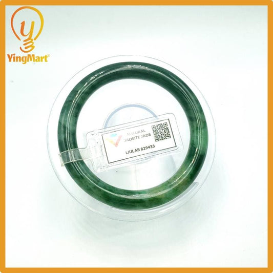 Yingmart 52mm Certified Genuine Type A Green Grey Black White Jadeite Jade Bracelet, Gift for her, Bangle For Mom, Bracelet for Grandma