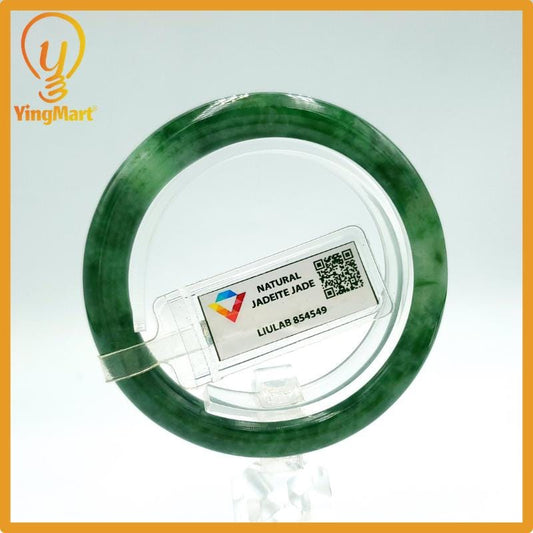 Yingmart 52mm Certified Genuine Type A Green Grey Black White Jadeite Jade Bracelet, Gift for her, Bangle For Mom, Bracelet for Grandma