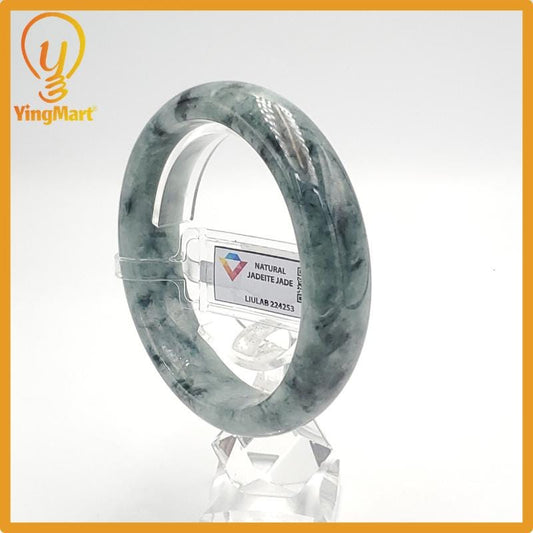Yingmart 60mm Certified Genuine Type A Dark Green Grey Jadeite Jade Bracelet, Gift for her, Bangle For Mom, Bracelet for Grandma Sister