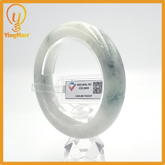 Yingmart 57mm Certified Genuine Type A Green White Jadeite Jade Bracelet, Gift for Her, Bangle For Grandma, Bracelet for Siste, Mom Jewelry