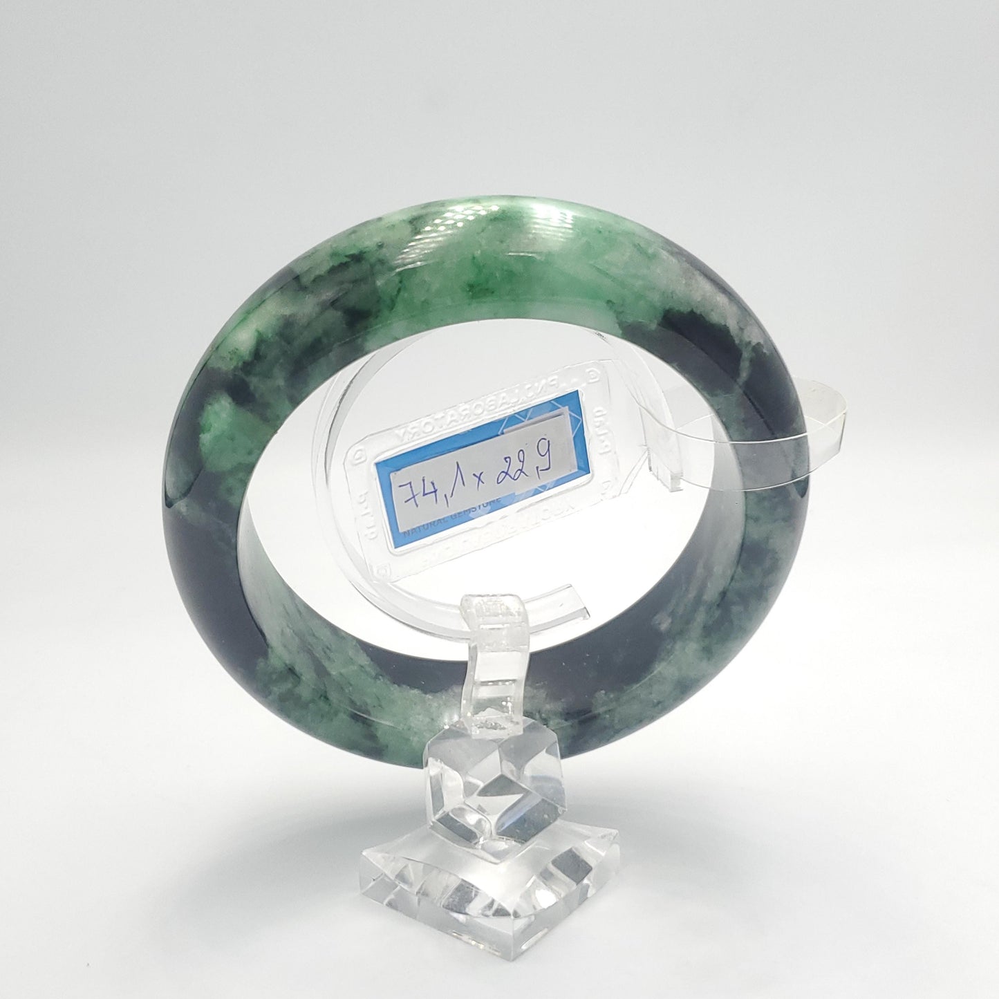 Yingmart  74mm PNJ Certified Natural Color Dark Green Black Natural Jadeite Jade Bangle Bracelet, Real Gemstone, Gift for Her Mom Sister