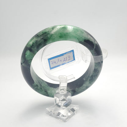 Yingmart  74mm PNJ Certified Natural Color Dark Green Black Natural Jadeite Jade Bangle Bracelet, Real Gemstone, Gift for Her Mom Sister