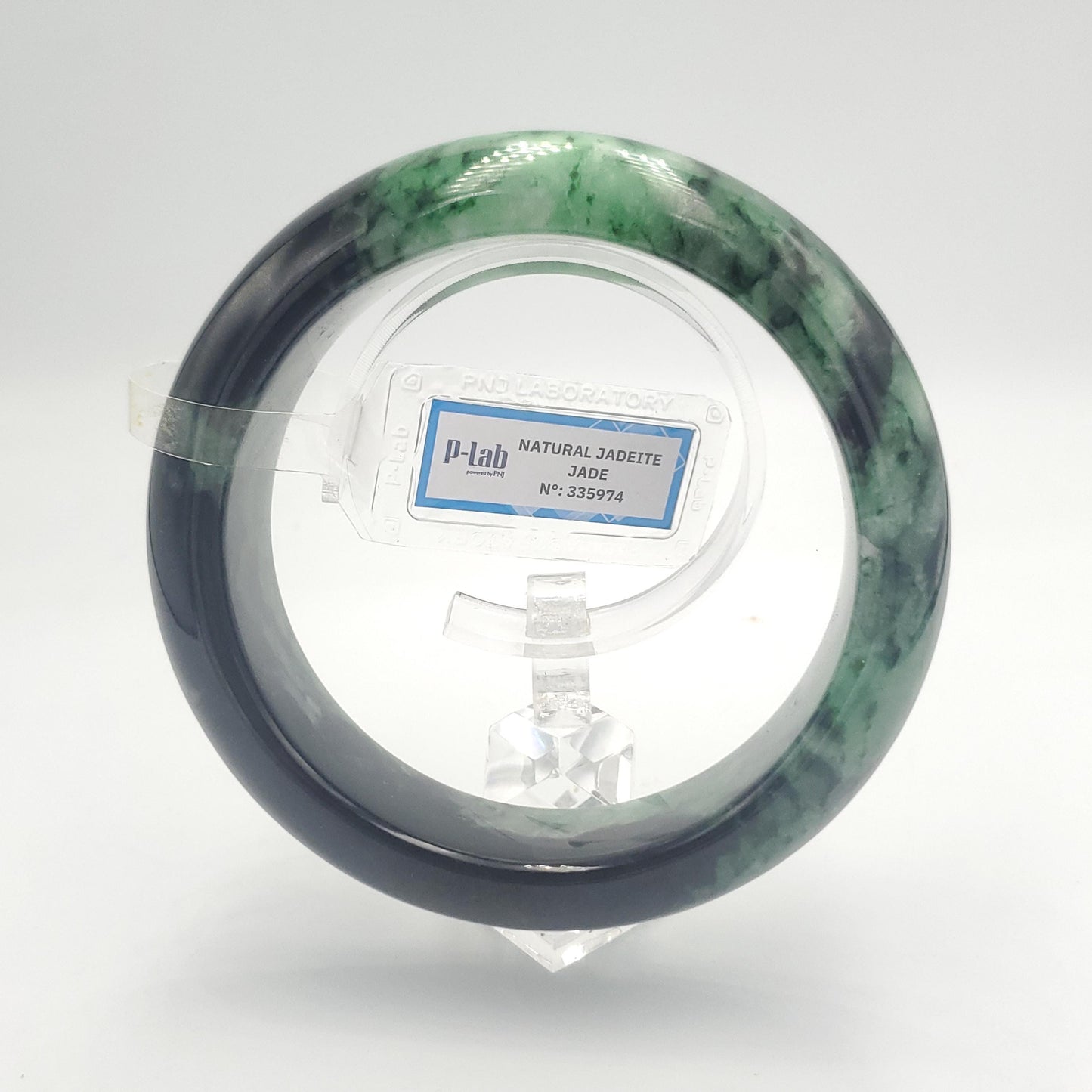 Yingmart  74mm PNJ Certified Natural Color Dark Green Black Natural Jadeite Jade Bangle Bracelet, Real Gemstone, Gift for Her Mom Sister