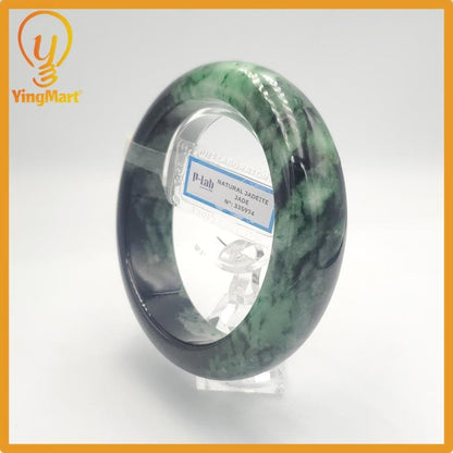 Yingmart  74mm PNJ Certified Natural Color Dark Green Black Natural Jadeite Jade Bangle Bracelet, Real Gemstone, Gift for Her Mom Sister