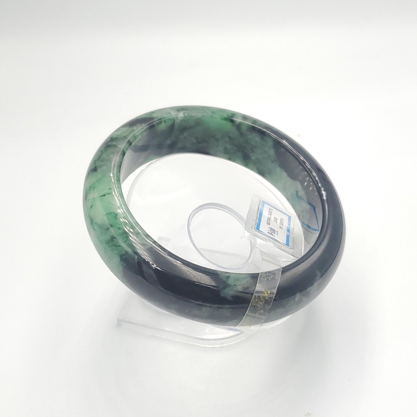 Yingmart  74mm PNJ Certified Natural Color Dark Green Black Natural Jadeite Jade Bangle Bracelet, Real Gemstone, Gift for Her Mom Sister