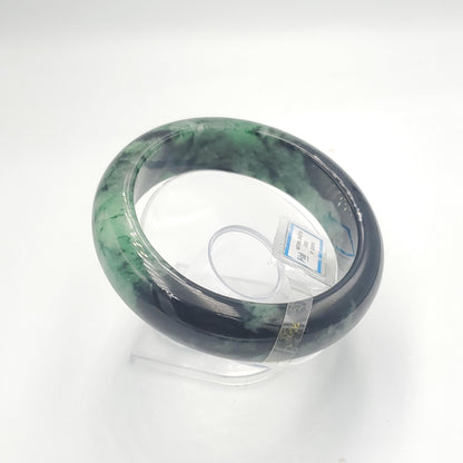 Yingmart  74mm PNJ Certified Natural Color Dark Green Black Natural Jadeite Jade Bangle Bracelet, Real Gemstone, Gift for Her Mom Sister