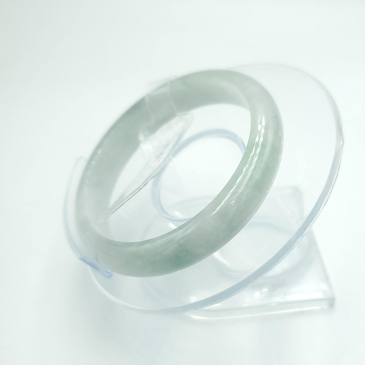 Yingmart 50mm PNJ Certified Natural Color Green Grey White Natural Jadeite Jade Bangle Bracelet, Real Gemstone, Gift for Her Mom Sister