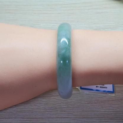 Yingmart 50mm PNJ Certified Natural Color Green Grey White Natural Jadeite Jade Bangle Bracelet, Real Gemstone, Gift for Her Mom Sister