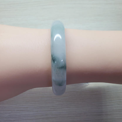 Yingmart  52mm PNJ Certified Natural Color Green White Natural Jadeite Jade Bangle Bracelet, Real Gemstone, Gift for Her Sister, Mom Jewelry