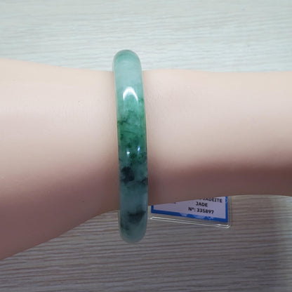 Yingmart 53mm PNJ Certified Natural Color Green Light Green Natural Jadeite Jade Bangle Bracelet, Real Gemstone, Gift for Her Sister Mom