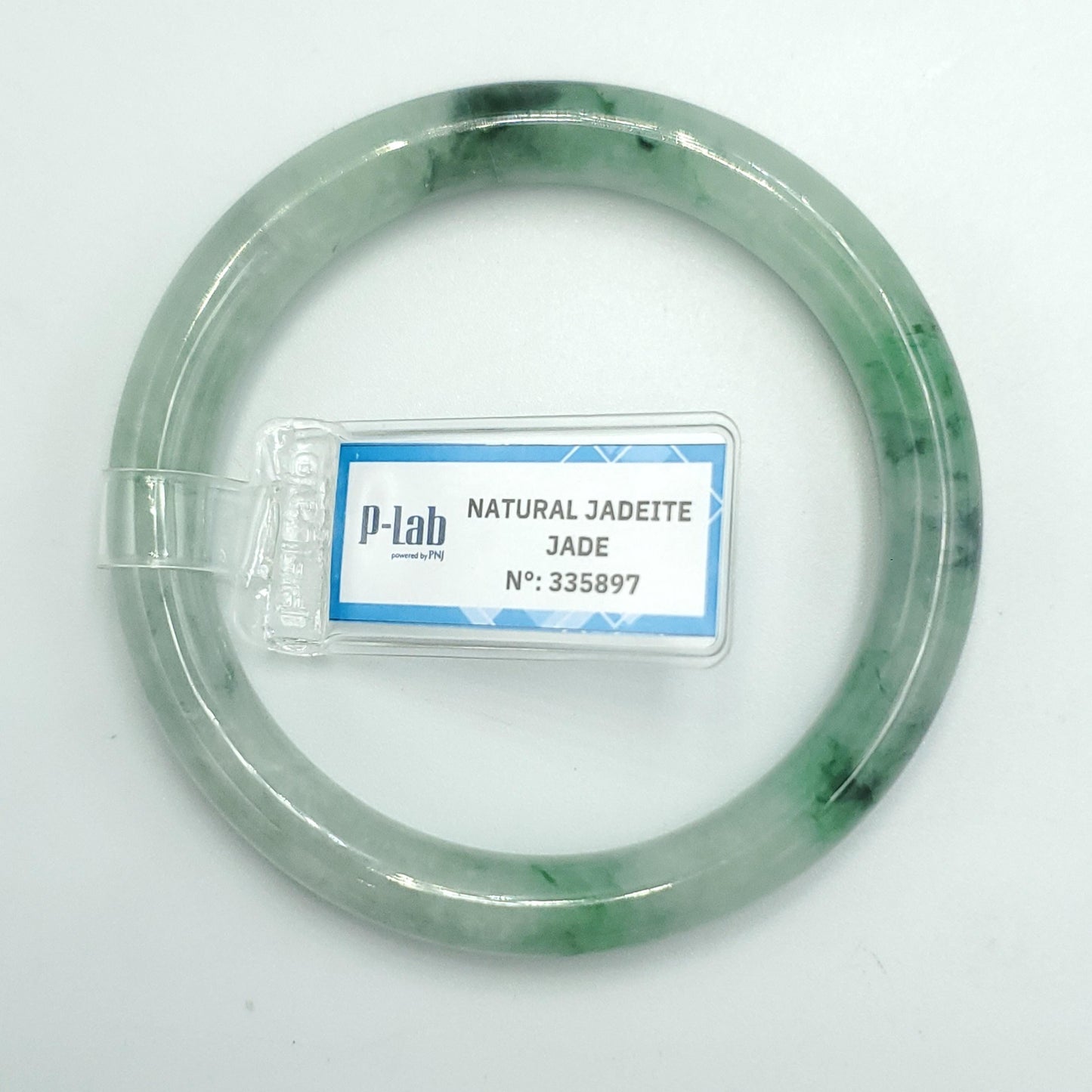 Yingmart 53mm PNJ Certified Natural Color Green Light Green Natural Jadeite Jade Bangle Bracelet, Real Gemstone, Gift for Her Sister Mom