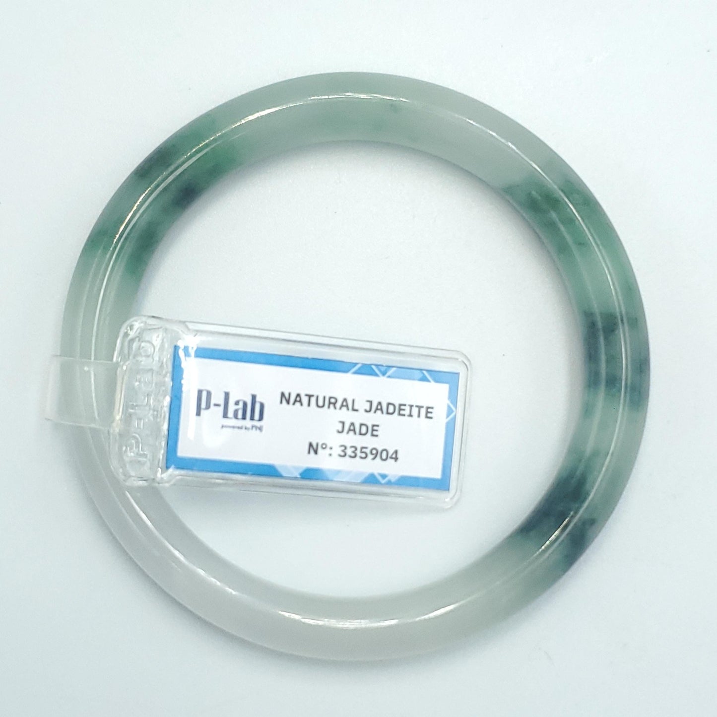 Yingmart 53mm PNJ Certified Natural Color Green Grey White Natural Jadeite Jade Bangle Bracelet, Real Gemstone, Gift for Her, Mom Jewelry