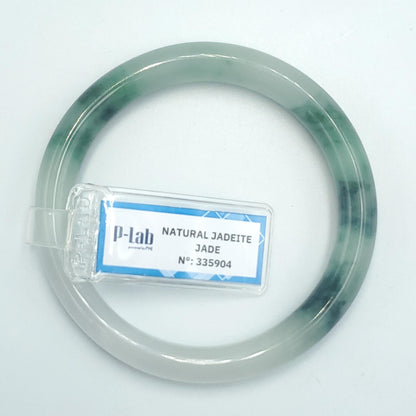 Yingmart 53mm PNJ Certified Natural Color Green Grey White Natural Jadeite Jade Bangle Bracelet, Real Gemstone, Gift for Her, Mom Jewelry