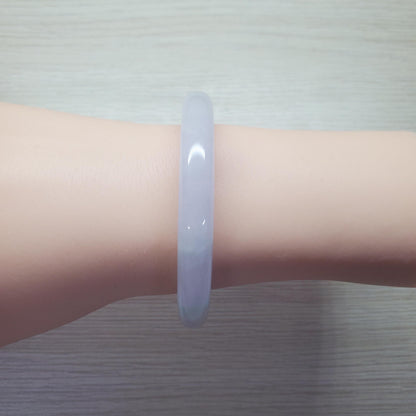 Yingmart 52mm PNJ Certified Natural Color Light Green Light Purple Natural Jadeite Jade Bangle Bracelet, Real Gemstone, Gift for Her, Sister